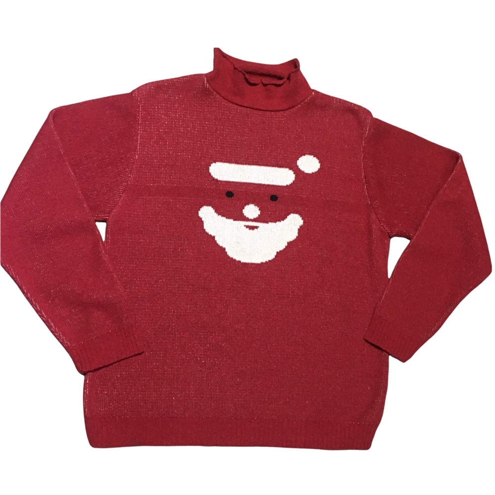 VTG Xmas Santa Sweater Binghamton Knitting Co Inc Made in USA Red XL NWOT